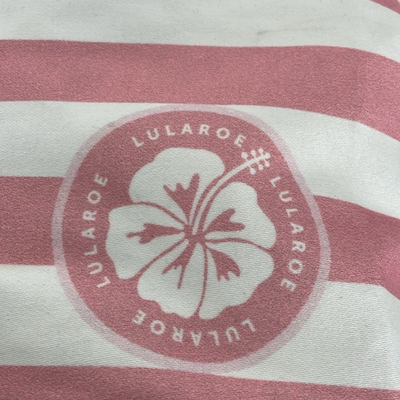 LulaRoe Womens Pink And White Striped Shoulder Cinch Beach Bag - Picture 6 of 6